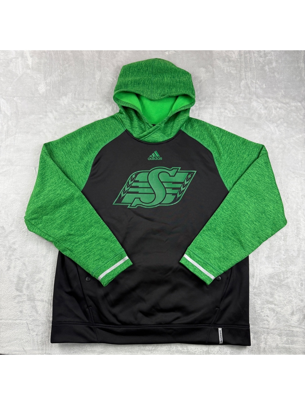 Adidas Saskatchewan Roughriders CFL Mens XL Green Black Hoodie Football Sideline